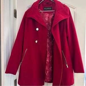 Red Guess Los Angeles Double Breasted Coat Size M